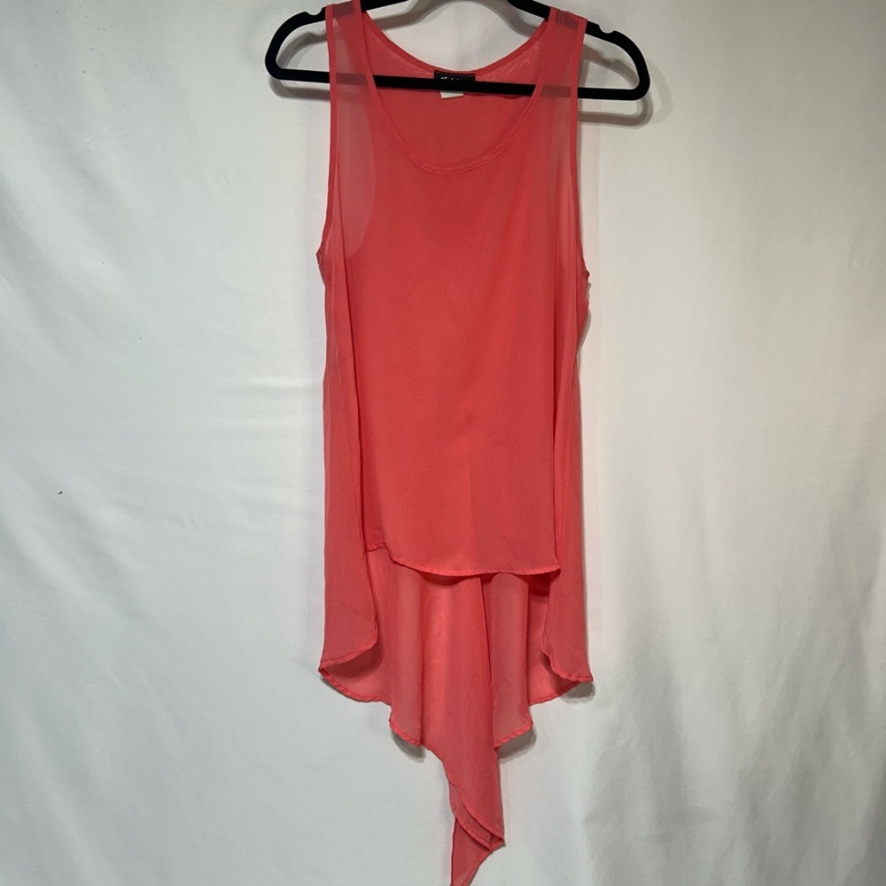 Coral Sleeveless Asymmetrical Top